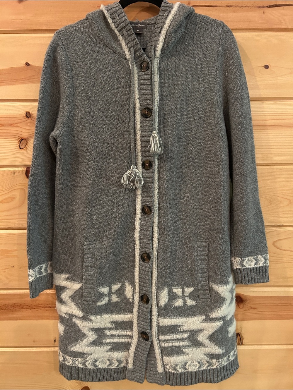 Eddie Bauer Women’s Mount Houghton Aztec Hooded Sweater Coat, Size M